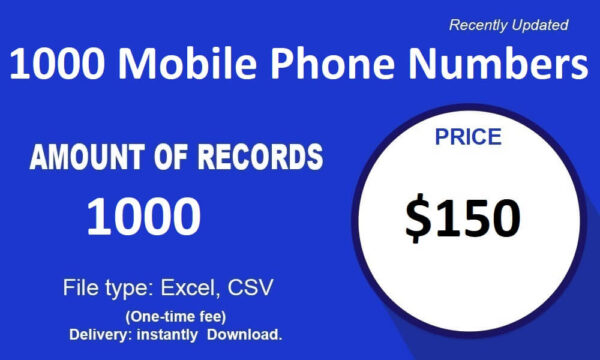 1000 Mobile Phone Numbers Package