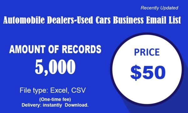 Automobile Dealers-Used Cars Business Email List