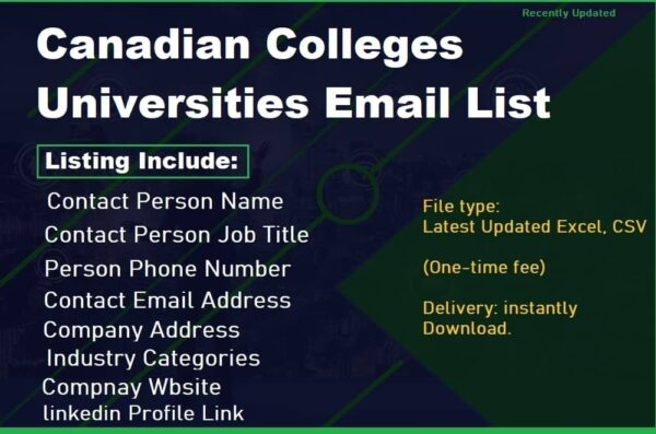 Canadian Colleges Universities Email List