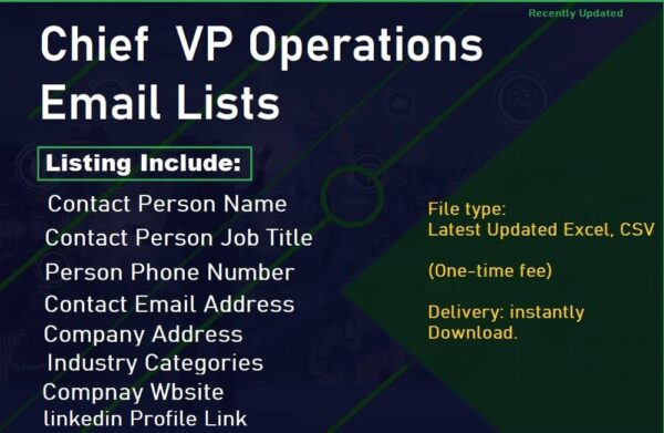 Chief  VP Operations Email Lists Trial Package