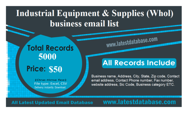 Industrial Equipment & Supplies (Whol) business email list