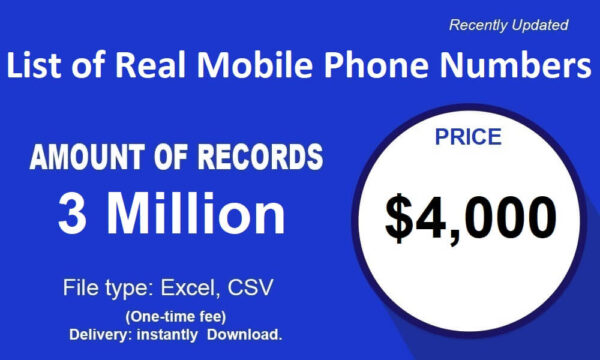 List of Real Mobile Phone Numbers 3 Million Package