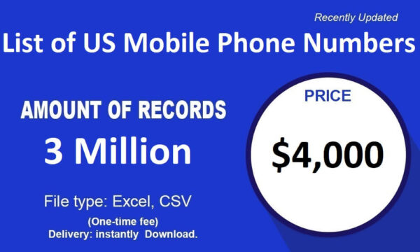 List of US Mobile Phone Numbers 100K Package